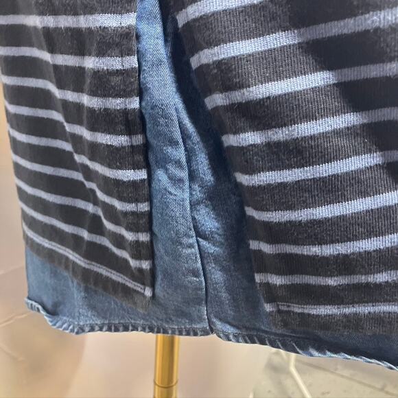 J. Jill Striped Shift Dress Blue Cotton Denim 3/4 Sleeve Women MP Spring Classic - Picture 7 of 16